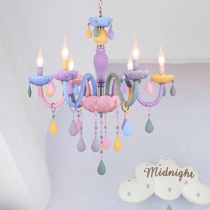 Lustre chandelier chambre enfant- arc en ciel multicolore