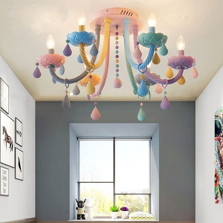 Lustre chandelier chambre enfant- arc en ciel multicolore
