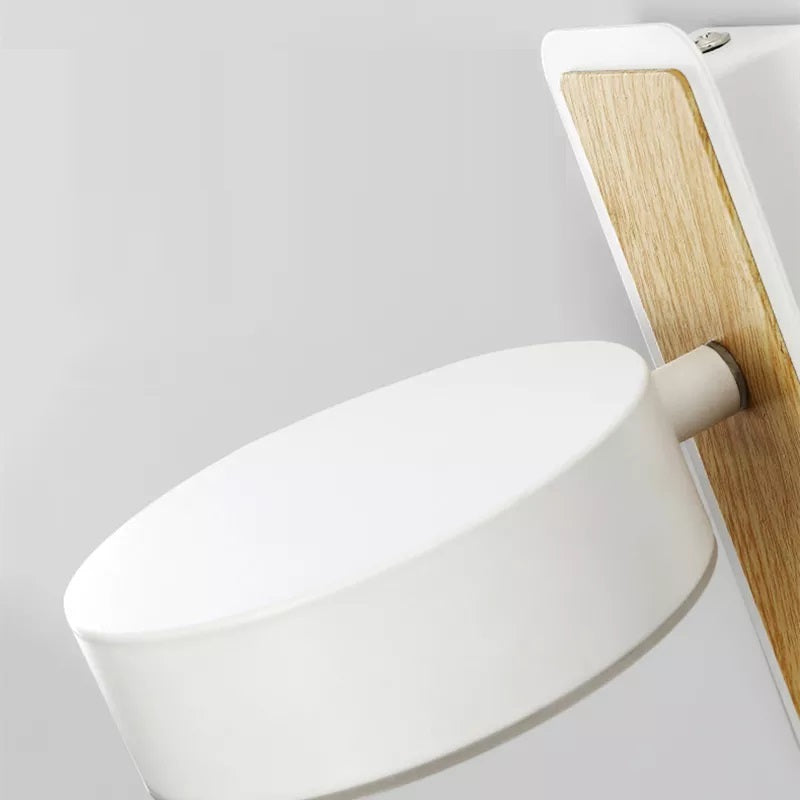 Lampe de chevet murale en bois avec interrupteur et tête rotative