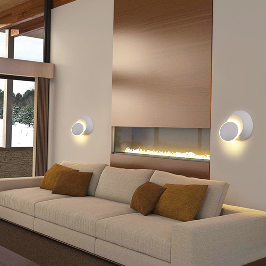 Applique murale LED ronde dorée rotative 360° au design moderne