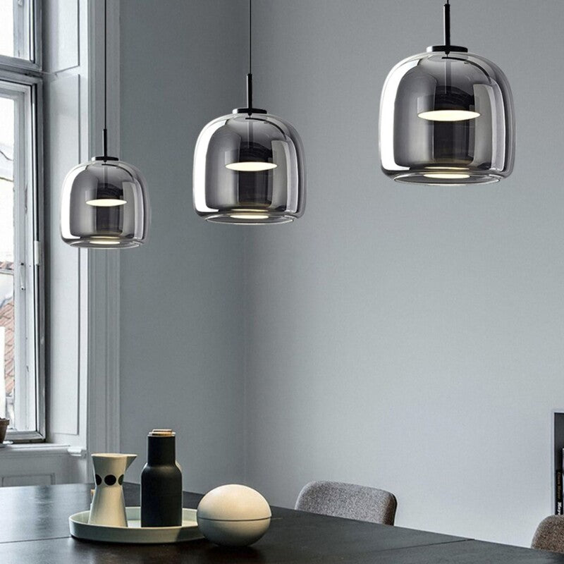 Suspension LED en verre teinté et fumé