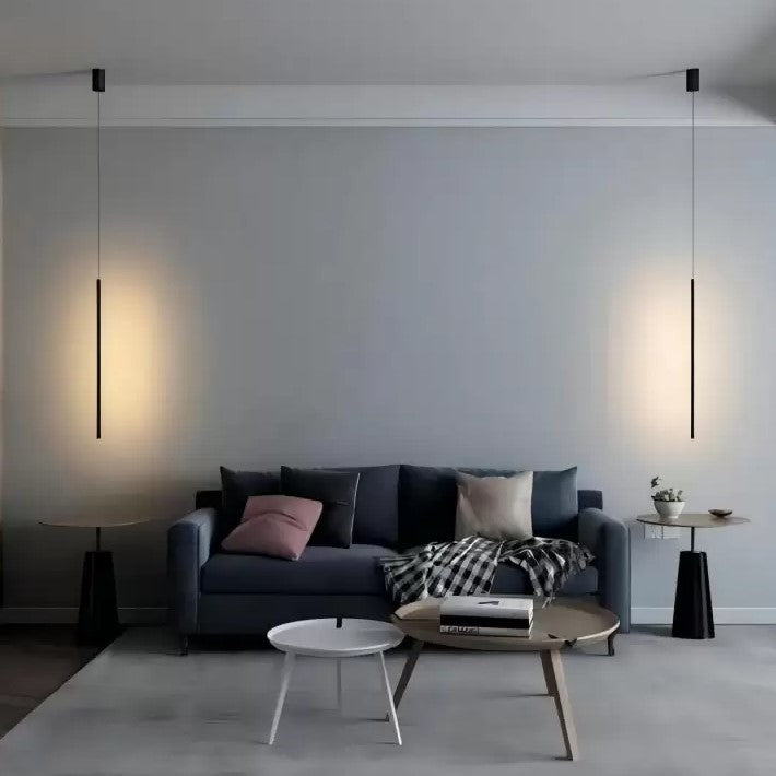 Suspension tube métal noir LED