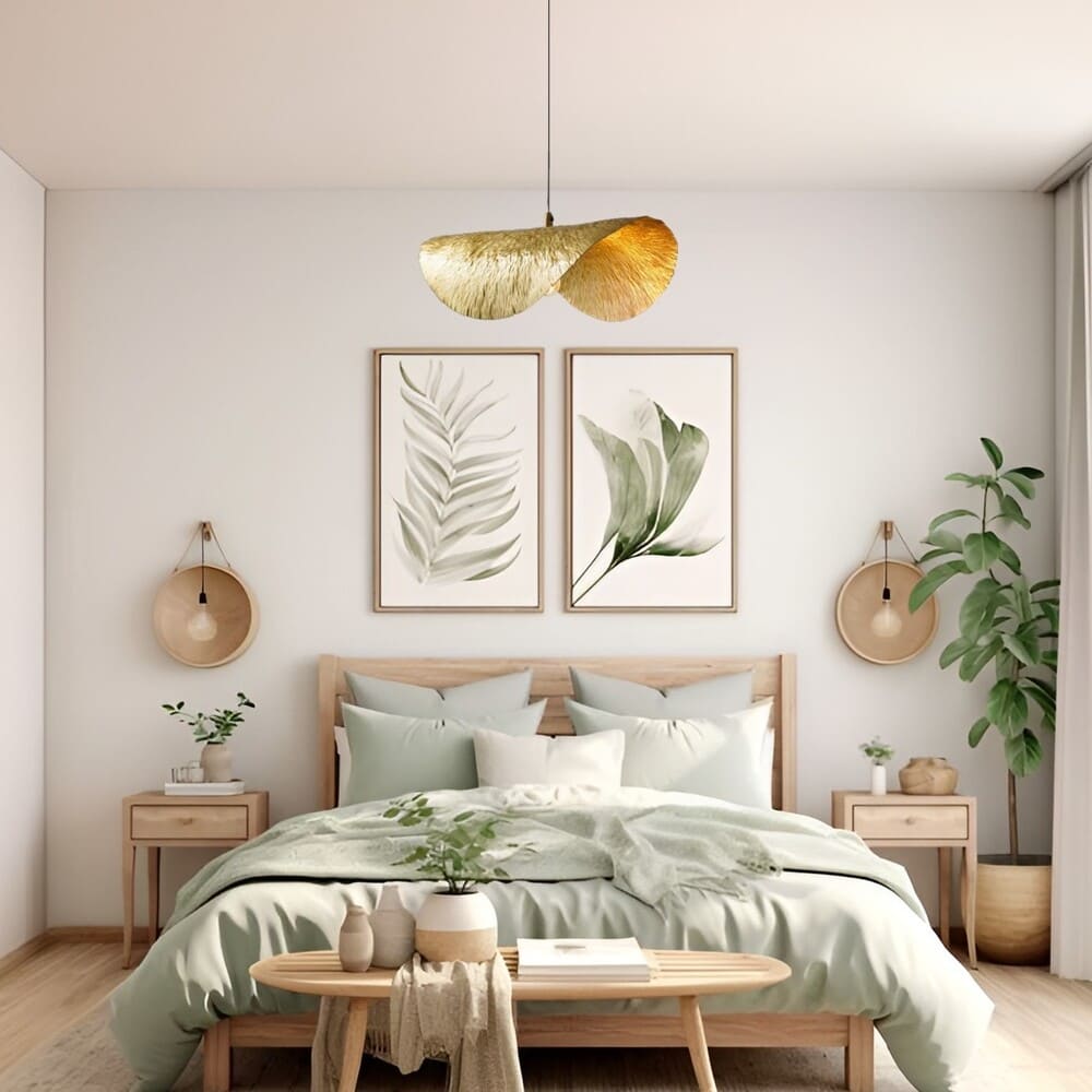 Elegante Pendelleuchte | Gehämmerte Kupferspäne