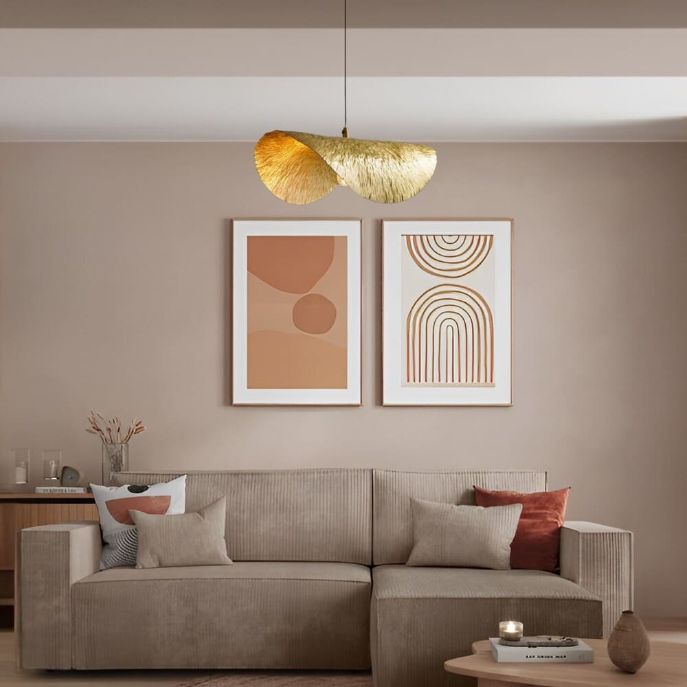 Elegante Pendelleuchte | Gehämmerte Kupferspäne