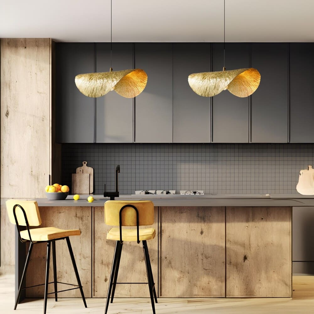 Elegante Pendelleuchte | Gehämmerte Kupferspäne