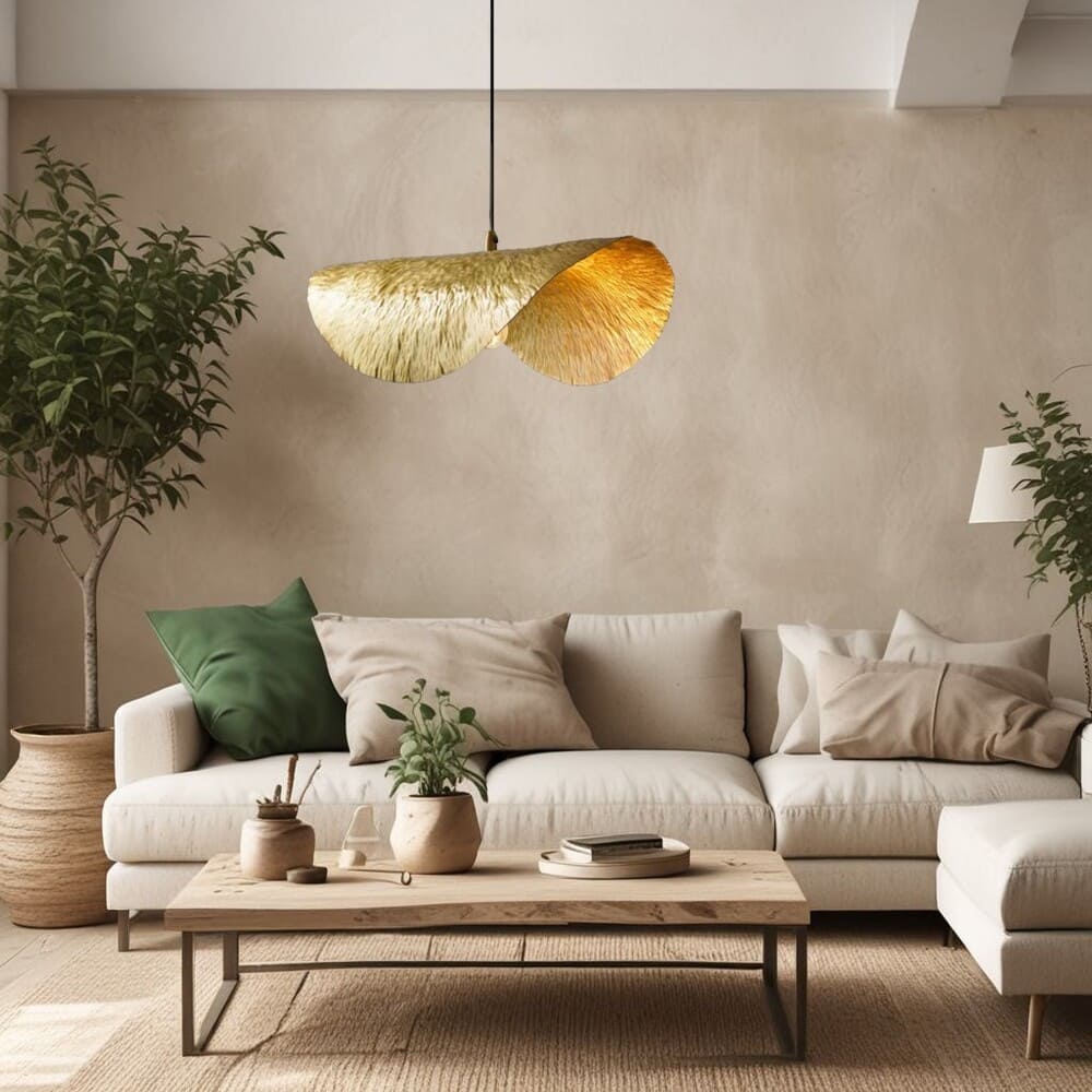 Elegante Pendelleuchte | Gehämmerte Kupferspäne