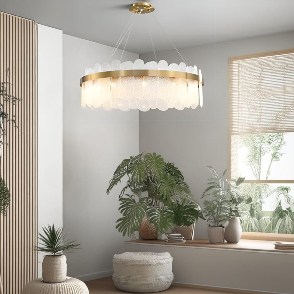 Suspension en verre | Couronne dorée