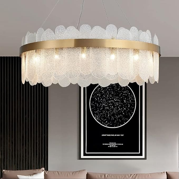 Suspension en verre | Couronne dorée