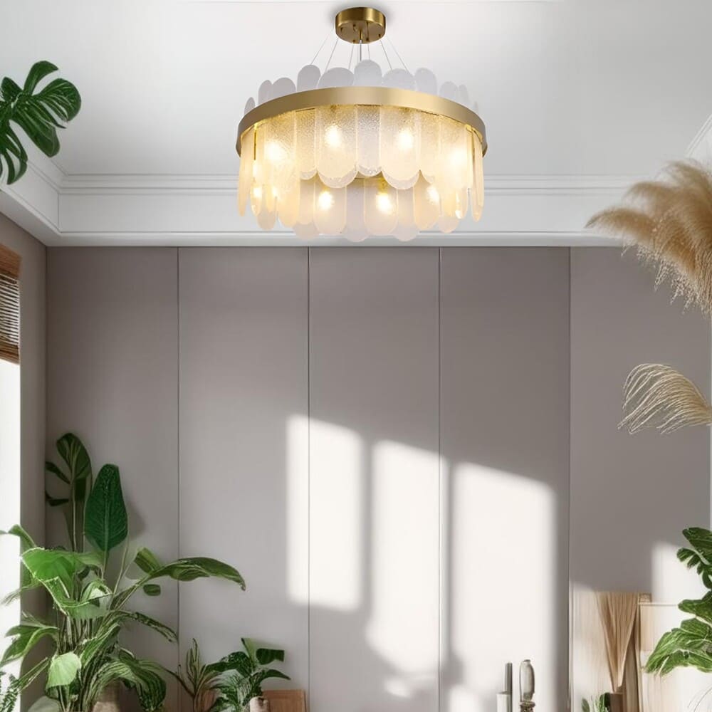 Suspension en verre | Couronne dorée