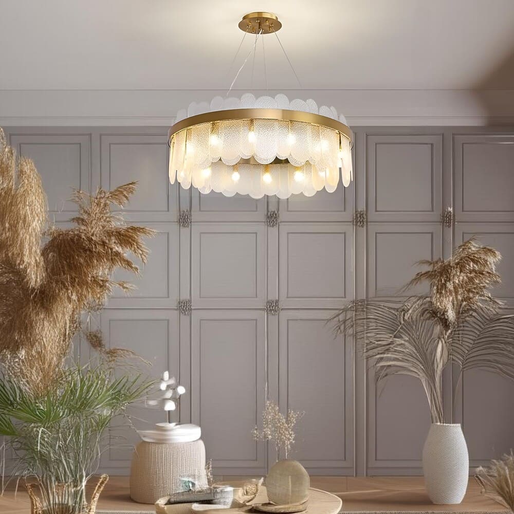 Suspension en verre | Couronne dorée