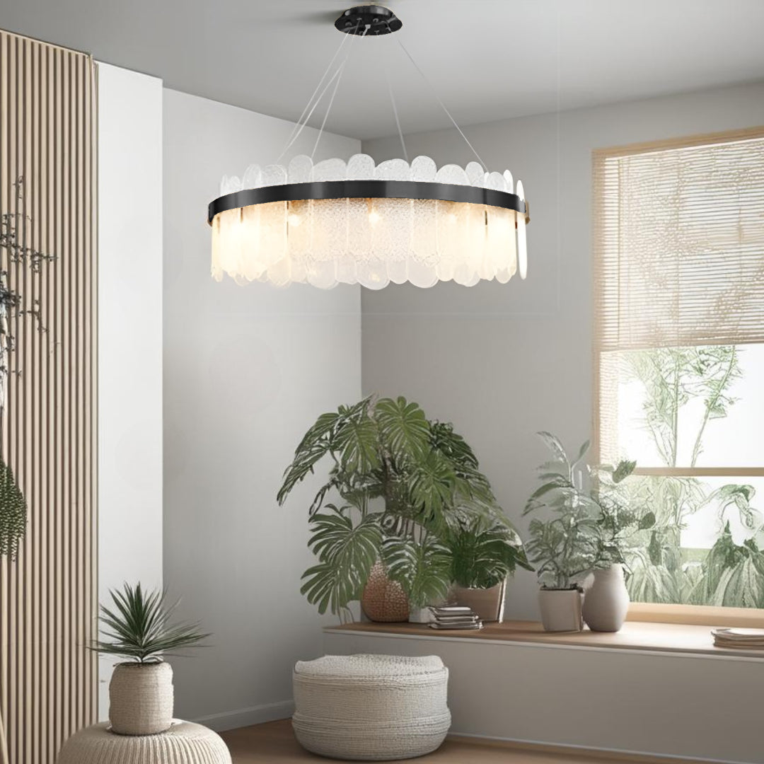 Suspension en verre | Couronne dorée