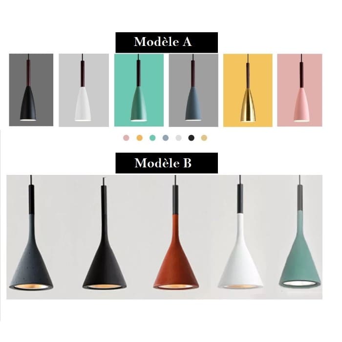 Suspension couleur aux choix en bois et aluminium au design nordique moderne en forme de bouteille