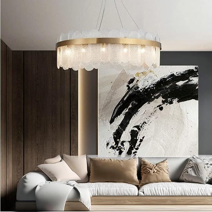 Suspension en verre | Couronne dorée