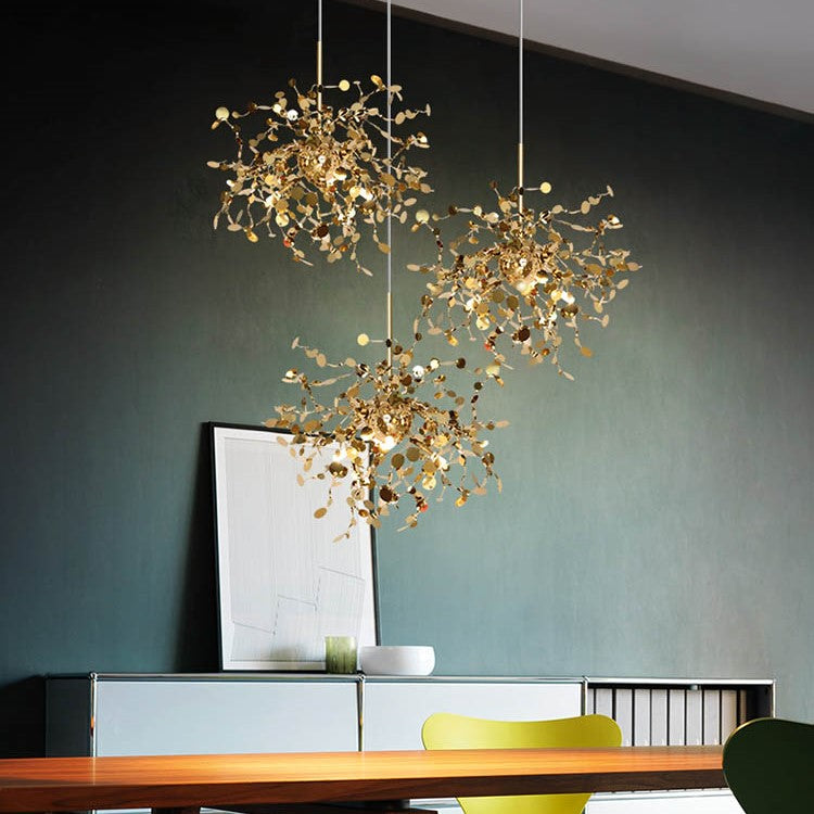 Suspension élégante en forme de feuille en acier inoxydable