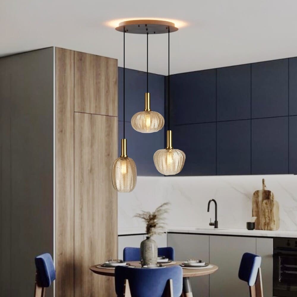 Suspension en verre strié style vintage chic