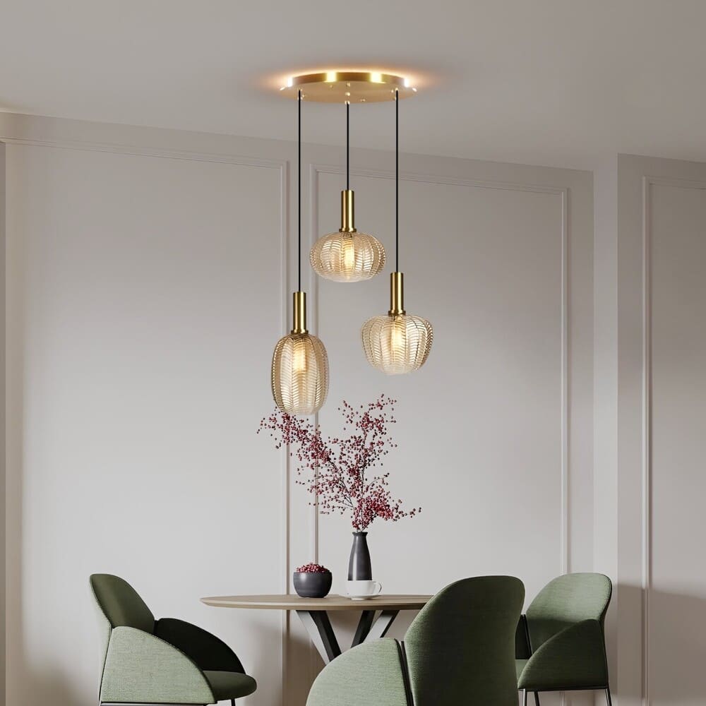 Suspension en verre strié style vintage chic