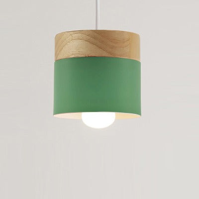 Lustre suspension bois et métal coloré style nordique
