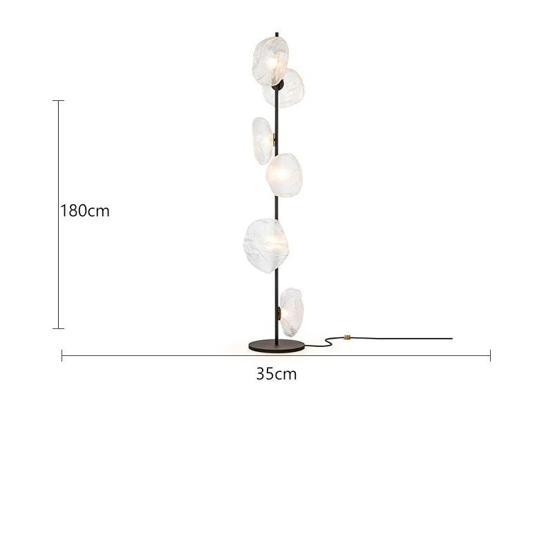 Lampadaire au design abstrait et verre fumé