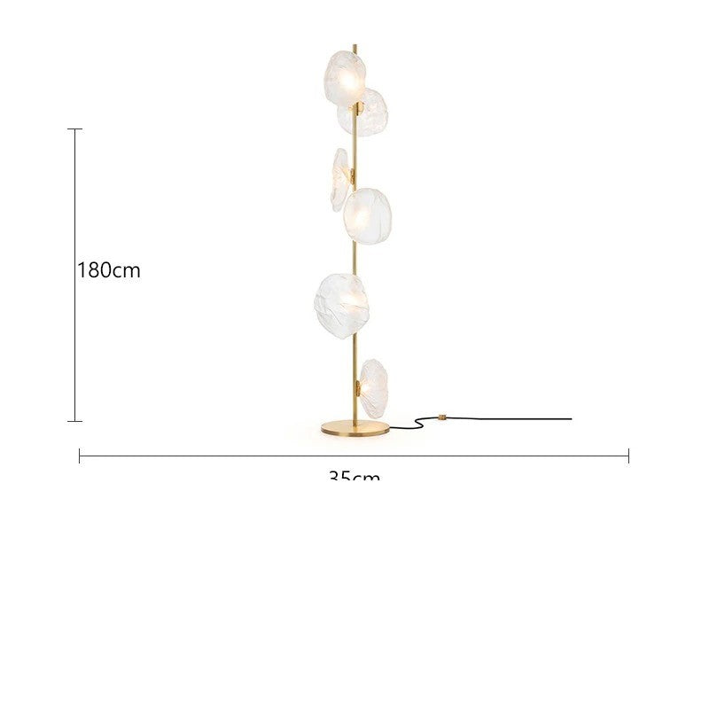 Lampadaire au design abstrait et verre fumé