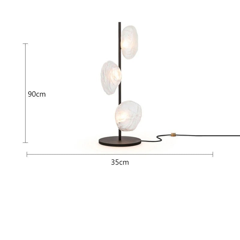 Lampadaire au design abstrait et verre fumé