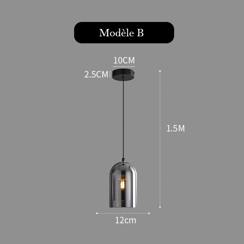 Suspension en verre teinté fumé au design moderne