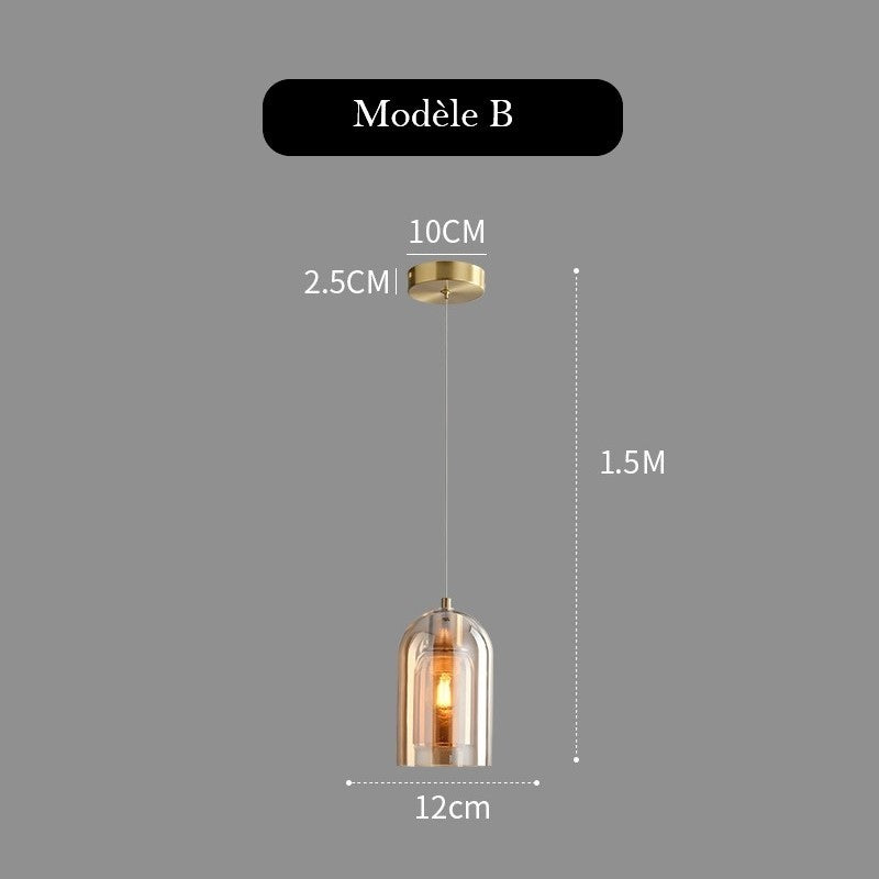 Suspension en verre teinté fumé au design moderne