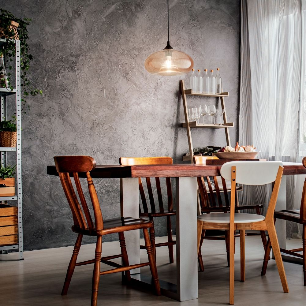 Suspension en verre teinté ovale