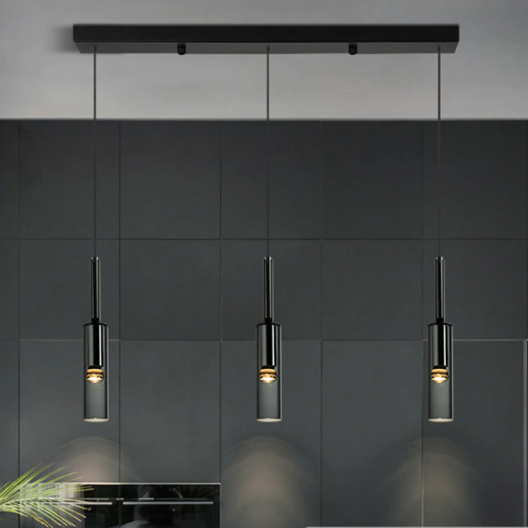 Luminaire suspendu en verre gris fumé au design moderne en forme de bouteille