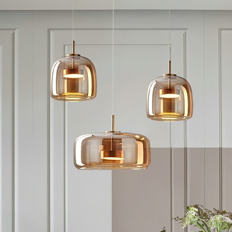 Suspension LED en verre teinté et fumé