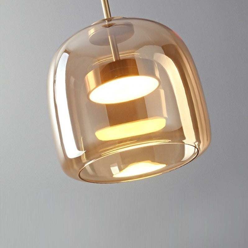 Suspension LED en verre teinté et fumé