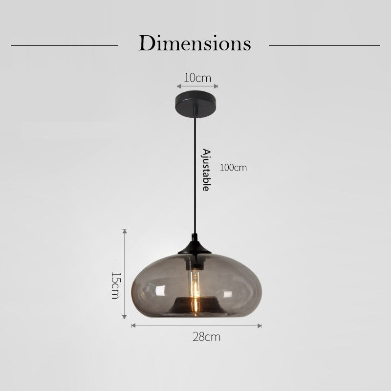 Suspension en verre teinté ovale