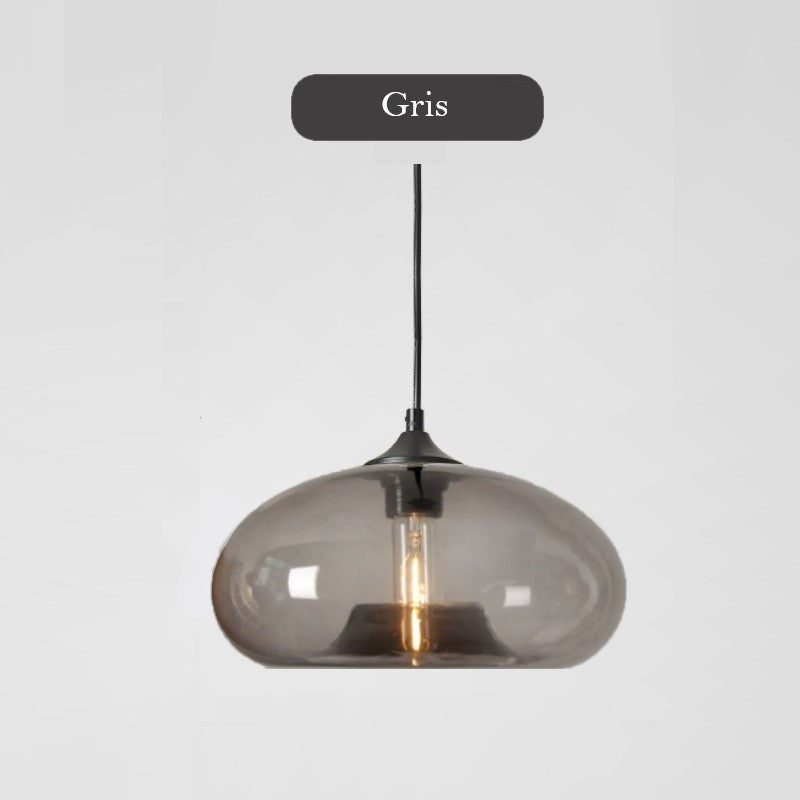 Suspension en verre teinté ovale