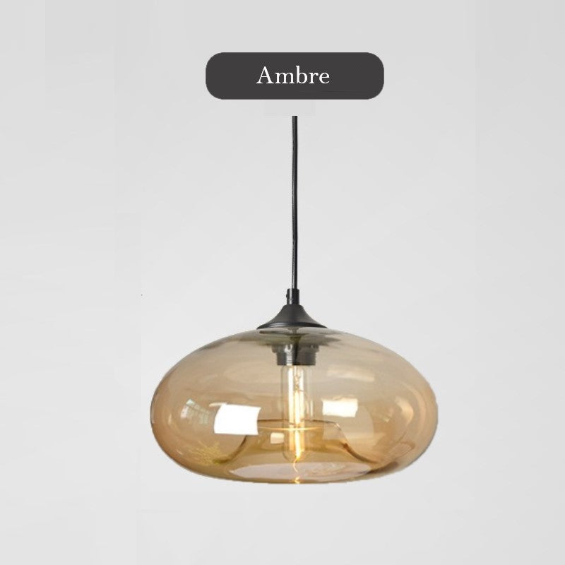 Suspension en verre teinté ovale