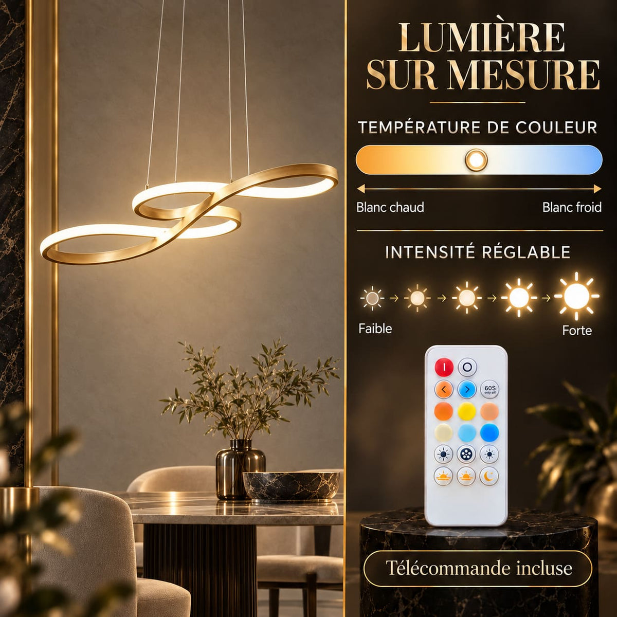 Suspension LED élégante en aluminium | Clef de sol