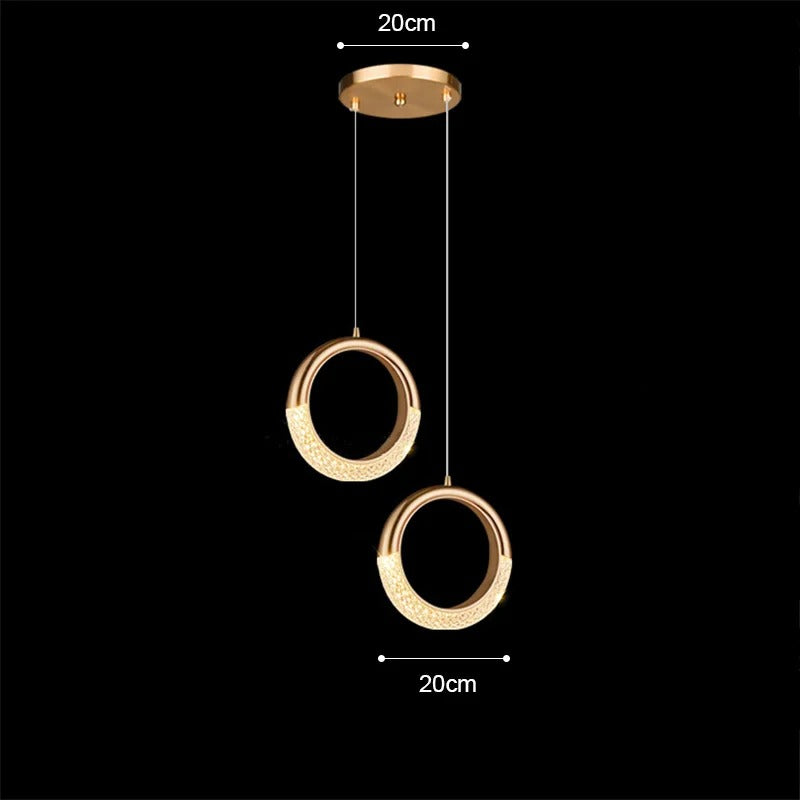 Suspension cercle doré et verre ondulé