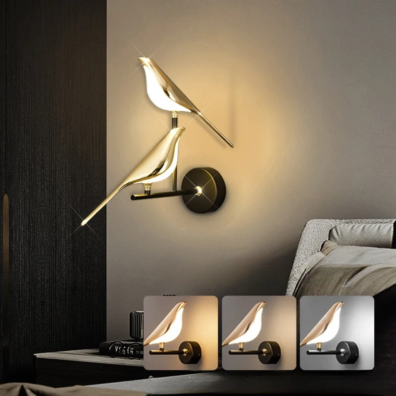 Applique murale à LED | Oiseaux dorés