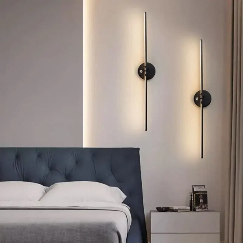 Applique mural rotative à 300° en aluminium en forme de tube noir à LED