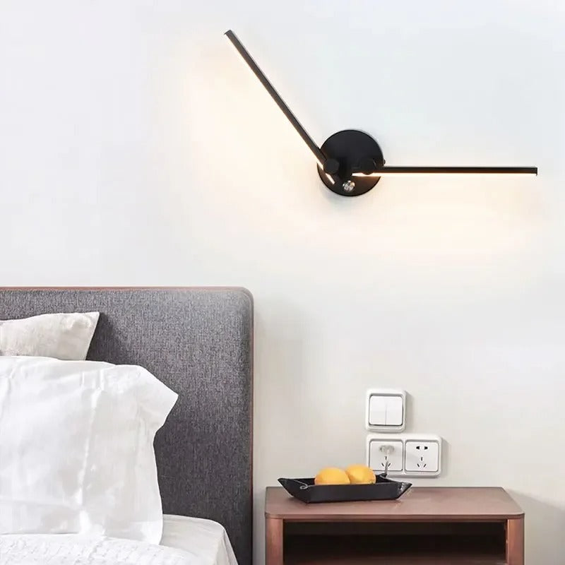 Applique mural rotative à 300° en aluminium en forme de tube noir à LED