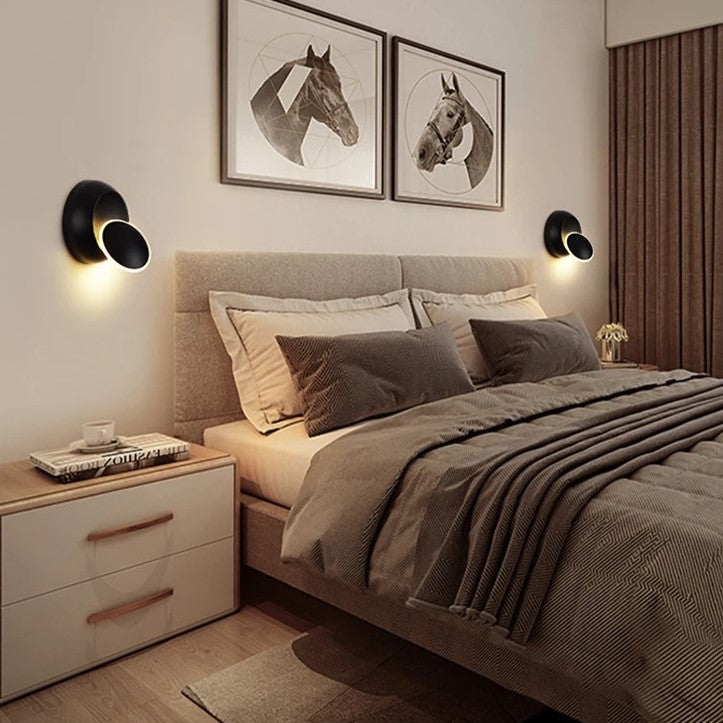 Applique murale LED ronde dorée rotative 360° au design moderne