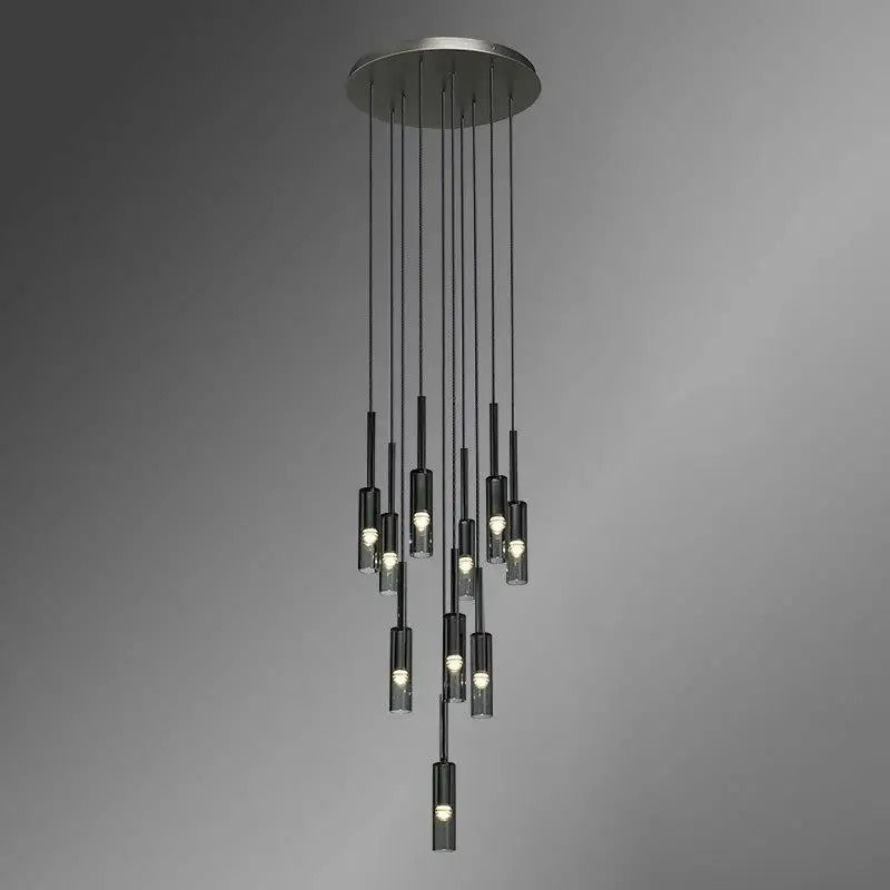 Luminaire suspendu en verre gris fumé au design moderne en forme de bouteille