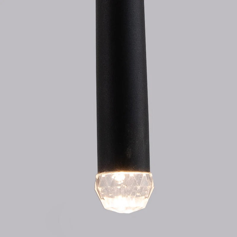 Suspension / Lustre pendant de chevet en aluminium noir et or au design minimaliste et moderne en forme de tube métal