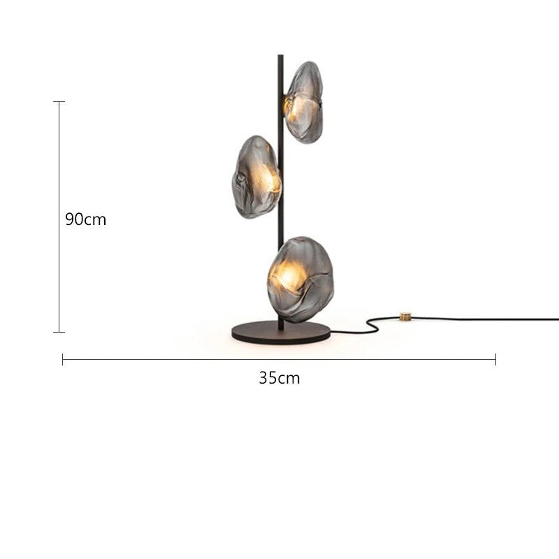 Lampadaire au design abstrait et verre fumé