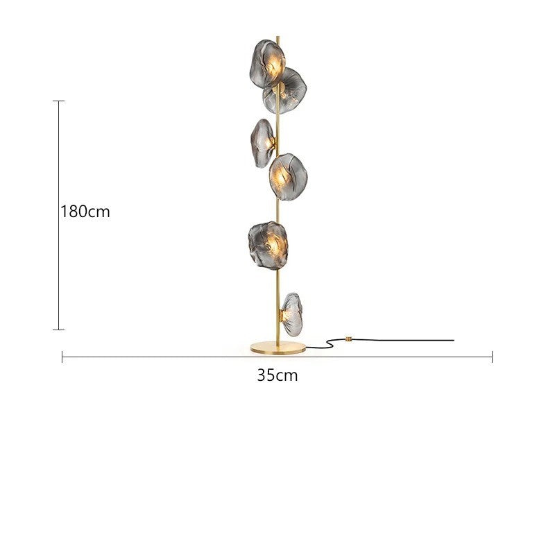Lampadaire au design abstrait et verre fumé