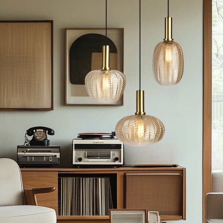Suspension en verre strié style vintage chic