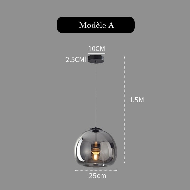 Suspension en verre teinté fumé au design moderne