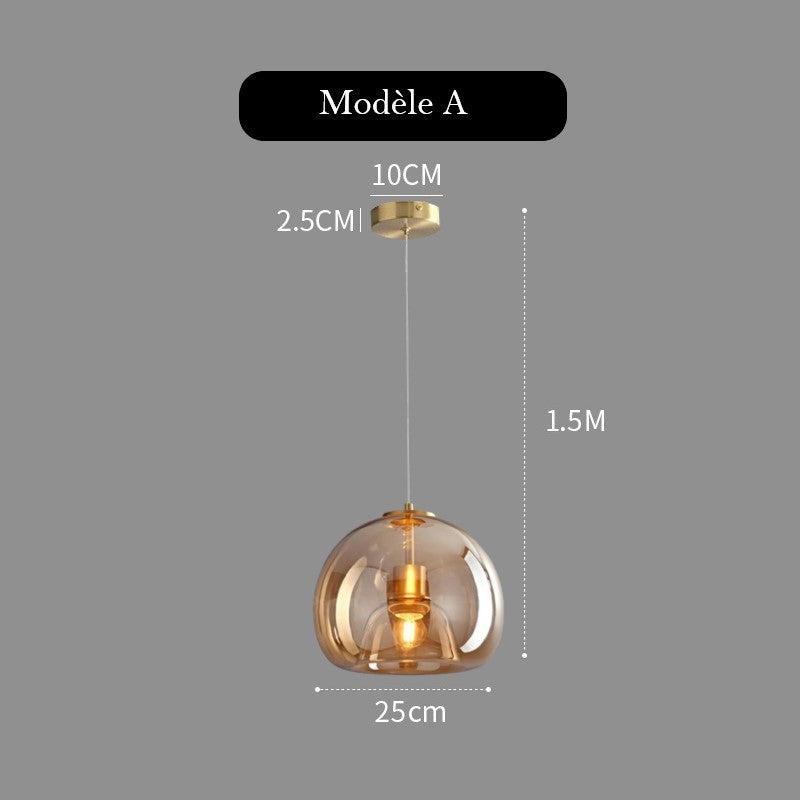 Suspension en verre teinté fumé au design moderne