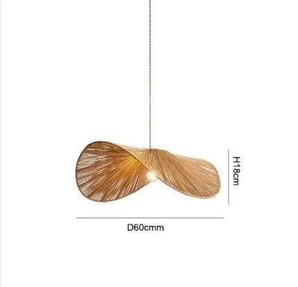 Suspension corde naturelle rotin | Style wabi sabi