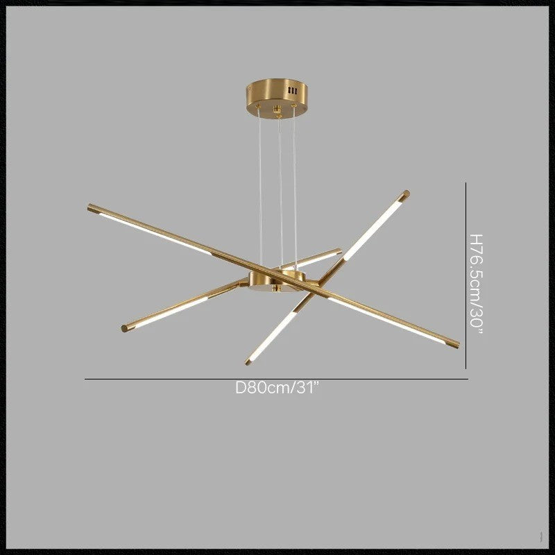 Suspension LED design à tubes entrecroisés, métal noir et or ou doré