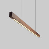 Suspension LED style bois de noyer ou de sapin | Design rectiligne & minimaliste