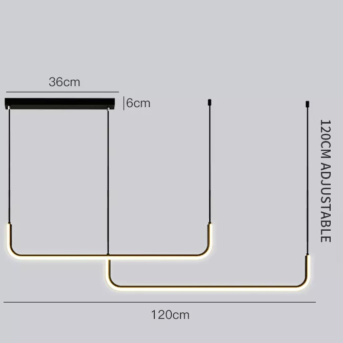 Lustre suspendu élégant en aluminium noir ou or / Design moderne minimaliste